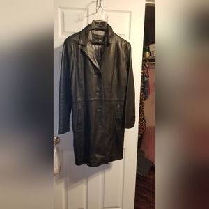 Black Long Leather Jacket Adler